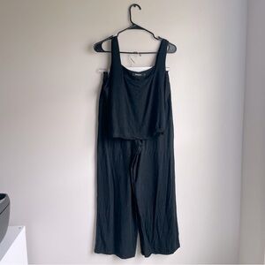 Automet Women's 2 Piece High Waisted Pants and Crop Top Set Black‎ Size Small